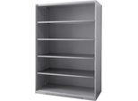 Schäfer Shop Genius Regalschrank FS, Stahl, mit Belüftungslöchern, B 1343 x T 620 x H 1950 mm, 5 OH, Weißalu, bis 750 kg