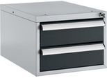 Schäfer Shop Pure Schubladenblock 411, für Arbeitstische AST31, links/rechts montierbar, 2 Schübe, abschließbar, bis 50 kg, Stahl, weißaluminium/anthrazit