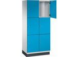 C+P Schließfachschrank Cambio, 2 Abteile, 6 Fächer, mit Sockel, B 800 x T 525 x H 1980 mm, lichtgrau/lichtblau