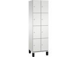 C+P Schließfachschrank Cambio, 2 Abteile, 8 Fächer, auf Füßen, B 600 x T 525 x H 1980 mm, lichtgrau