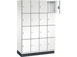 C+P Schließfachschrank Cambio, 4 Abteile, 16 Fächer, mit Sockel, B 1200 x T 525 x H 1980 mm, verkehrsweiß/weiß