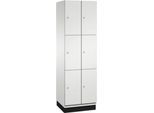 C+P Schließfachschrank Cambio, 2 Abteile, 6 Fächer, mit Sockel, B 600 x T 525 x H 1980 mm, lichtgrau