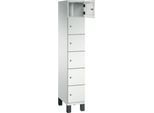 C+P Schließfachschrank Cambio, 1 Abteil, 6 Fächer, auf Füßen, B 300 x T 525 x H 1980 mm, lichtgrau