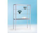 Standvitrine BST, hohe Beine, Brandschutzklasse B1, 3 Fächer, abschließbare Schiebetüren, B 1500 x T 500 x H 1950 mm, Aluminium/Glas, silber
