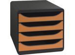 Schubladenbox Big Box Iderama Orange, 4 offene Schubladen, A4/A4+/24x32 cm, leise, Sicherheitsstopp