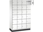 C+P Schließfachschrank Cambio, 4 Abteile, 24 Fächer, mit Sockel, B 1200 x T 525 x H 1980 mm, verkehrsweiß/weiß