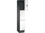 C+P Schließfachschrank Cambio, 1 Abteil, 3 Fächer, mit Sockel, B 300 x T 525 x H 1980 mm, schwarzgrau/weiß