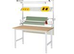 Rau Packtischsystem 02 Arbeitstisch-Serie Tom, B 2000 x T 800 x H 760-1080 mm, Buche-Massivholzplatte, bis 500 kg