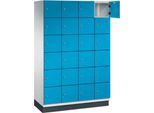 C+P Schließfachschrank Cambio, 4 Abteile, 24 Fächer, mit Sockel, B 1200 x T 525 x H 1980 mm, lichtgrau/lichtblau