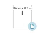 Blattetiketten HERMA 8422, permanenthaftend, bedruckbar, B 210 x H 297 mm, Papier, weiß, 500 Stück/500 Blatt