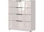 Kommode, mit 4 Schubladen, Glasfront- und auflage, B 830 x T 420 x H 1020 mm, Kaschmir