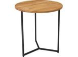 Beistelltisch HAKU, Eiche, Massivholz, geölt, Stahlrohr-Gestell, Ø 500 x H 500 mm, schwarz