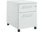 Schäfer Shop Pure Rollcontainer 36, 2 Schubladen, mit extra hohem Stauraumfach, eckige Metallgriffe, abschließbar, lichtgrau/lichtgrau