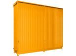 Regalcontainer Bauer Typ CEN 59-3 IBC, 3 Fachebenen, Schiebetor, 2000 l, B 6540 x T 1600 x H 5015 mm, gelborange RAL 2000