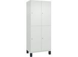C+P Doppelstöckiger Spind Cambio, 2 Abteile, 4 Fächer, auf Füßen, B 800 x T 525 x H 1980 mm, verkehrsweiß