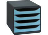 Schubladenbox Big Box Iderama Türkis, 4 offene Schubladen, A4/A4+/24x32 cm, leise, Sicherheitsstopp