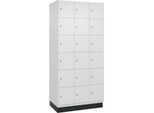 C+P Schließfachschrank Cambio, 3 Abteile, 18 Fächer, mit Sockel, B 900 x T 525 x H 1980 mm, verkehrsweiß