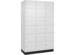 C+P Schließfachschrank Cambio, 3 Abteile, 18 Fächer, mit Sockel, B 1200 x T 525 x H 1980 mm, verkehrsweiß