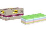 Post-it® Haftnotizen Super Sticky Recycling Notes 654 RSSCOL 14+4F, B 76 x T 76 mm, PEFC®-Papier, farbig, 14 + 4 Blöcke gratis, 70 Blatt/Block