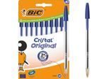 BIC Cristal Original Kugelschreiber Blau, 10er Box, 1,0 mm, mittlere Spitze