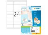 Universaletiketten HERMA 4429, permanenthaftend, selbstklebend, bedruckbar, B 70 x H 35 mm, FSC®-Papier, weiß, 2400 Stück/100 Blatt