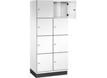 C+P Schließfachschrank Cambio, 2 Abteile, 8 Fächer, mit Sockel, B 800 x T 525 x H 1980 mm, verkehrsweiß