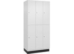 C+P Doppelstöckiger Spind Cambio, 3 Abteile, 6 Fächer, mit Sockel, B 900 x T 525 x H 1980 mm, verkehrsweiß