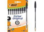BIC Cristal Original Kugelschreiber Schwarz, 10er Box, 1,0 mm, mittlere Spitze