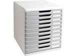 Exacompta MODULO A4 Schubladenbox Office Steingrau, 10 Schubladen geschlossen A4/A4+, leise, Sicherheitsstopp