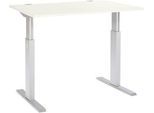 Schäfer Shop Select Schreibtisch ERGO-T, elektrisch höhenverstellbar, Rechteck, T-Fuß, B 1200 x T 800 x H 725-1185 mm, weiß/weißaluminium