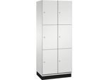 C+P Schließfachschrank Cambio, 2 Abteile, 6 Fächer, mit Sockel, B 800 x T 525 x H 1980 mm, lichtgrau