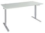 Schäfer Shop Genius Schreibtisch AERO FLEX, elektrisch höhenverstellbar, Rechteck, T-Fuß, B 1800 mm, lichtgrau/weißalu