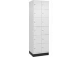 C+P Schließfachschrank Cambio, 2 Abteile, 12 Fächer, mit Sockel, B 600 x T 525 x H 1980 mm, verkehrsweiß