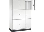 C+P Schließfachschrank Cambio, 3 Abteile, 9 Fächer, mit Sockel, B 1200 x T 525 x H 1980 mm, verkehrsweiß/weiß