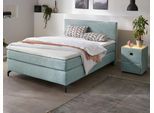 Boxspringbett JOCKENHÖFER GRUPPE "Alinas" inkl. Topper", grün (türkis 369, 03), B:144cm L:211cm, Bezug Bett: Feinstruktur (100% Polyester);Topper und Matratzenspiegel: 100% Polyester, Komplettbetten, Boxspringbett, erhältlich in unterschiedlichen Breiten und Farbvarianten