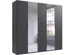 Drehtürenschrank WIMEX "Moldau Kleiderschrank mit Spiegel Schlafzimmerschrank", grau (graphit), B:225cm H:208cm T:58cm, Holzwerkstoff, Schränke, Drehtürenschrank