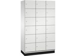 C+P Schließfachschrank Cambio, 3 Abteile, 18 Fächer, mit Sockel, B 1200 x T 525 x H 1980 mm, lichtgrau
