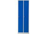 Kleiderspind, 2 Türen, B 600 x H 1800 mm, Zylinderschloss, lichtgrau/enzianblau