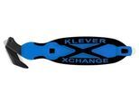 KLEVER Sicherheitsmesser XChange 35, mit Klebebandanritzer/Schaber/Umhängeöse, L 180 x B 38 x H 10 mm, blau-schwarz