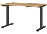 Schreibtisch Boston, elektrisch höhenverstellbar, Rechteck, T-Fuß, Memory-USB-Panel, B 1200 x T 800 x H 720-1200 mm, Navarra-Eiche/schwarz