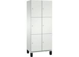 C+P Schließfachschrank Cambio, 2 Abteile, 6 Fächer, auf Füßen, B 800 x T 525 x H 1980 mm, lichtgrau