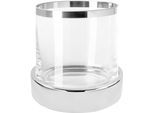 Windlicht FINK "EMPIRE, Kerzenhalter, Dekoglas, elegantes Design", silber (silberfarben), H:16cm Ø:17,5cm, Eisen, Glas, Kerzenhalter, Windlicht, in hochwertiger Qualität mit Platinumauflage und mundgbelasenem Glas