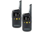 PMR-Funkgeräteset Motorola XT185, 2-teilig, lizenzfrei, 2-Wege-Kommunikation, 16 Kanäle, bis 8 km, bis 24 h, IP54, inkl. Zubehör, schwarz-gelb