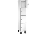 C+P Schließfachschrank Cambio, 1 Abteil, 4 Fächer, auf Füßen, B 300 x T 525 x H 1980 mm, verkehrsweiß/weiß