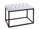 Hocker HAKU, gepolstert, B 600 x T 400 x H 450 mm, Textilgewebe in Lederoptik und Stahl, grau-schwarz