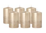 Stumpenkerze Papstar Safe Candle, bis zu 36 h, selbstlöschend, Ø 60 x H 100 mm, Paraffin, gold, 6 Stück