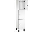 C+P Schließfachschrank Cambio, 1 Abteil, 3 Fächer, auf Füßen, B 400 x T 525 x H 1980 mm, verkehrsweiß