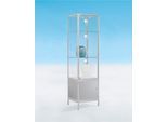 Staufachvitrine BST, Brandschutzklasse B1, 3 Fächer, 1 Staufach, abschließbare Flügeltüren, B 500 x T 500 x H 1950 mm, Aluminium/Glas/Metall, silber
