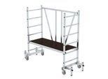 Munk Klappgerüst 4-fach Sprossen, Arbeitshöhe 300 mm, 150 kg, mobil, platzsparend, Rechteckrohr-Holme, Ø 125 mm Rollen