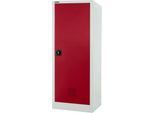 Schäfer Shop Select Umweltschrank, B 600 x T 500 x H 1585 mm, 2 Wannen à 11 Liter + WHG‑Wanne 7 Liter, lichtgrau/rubinrot